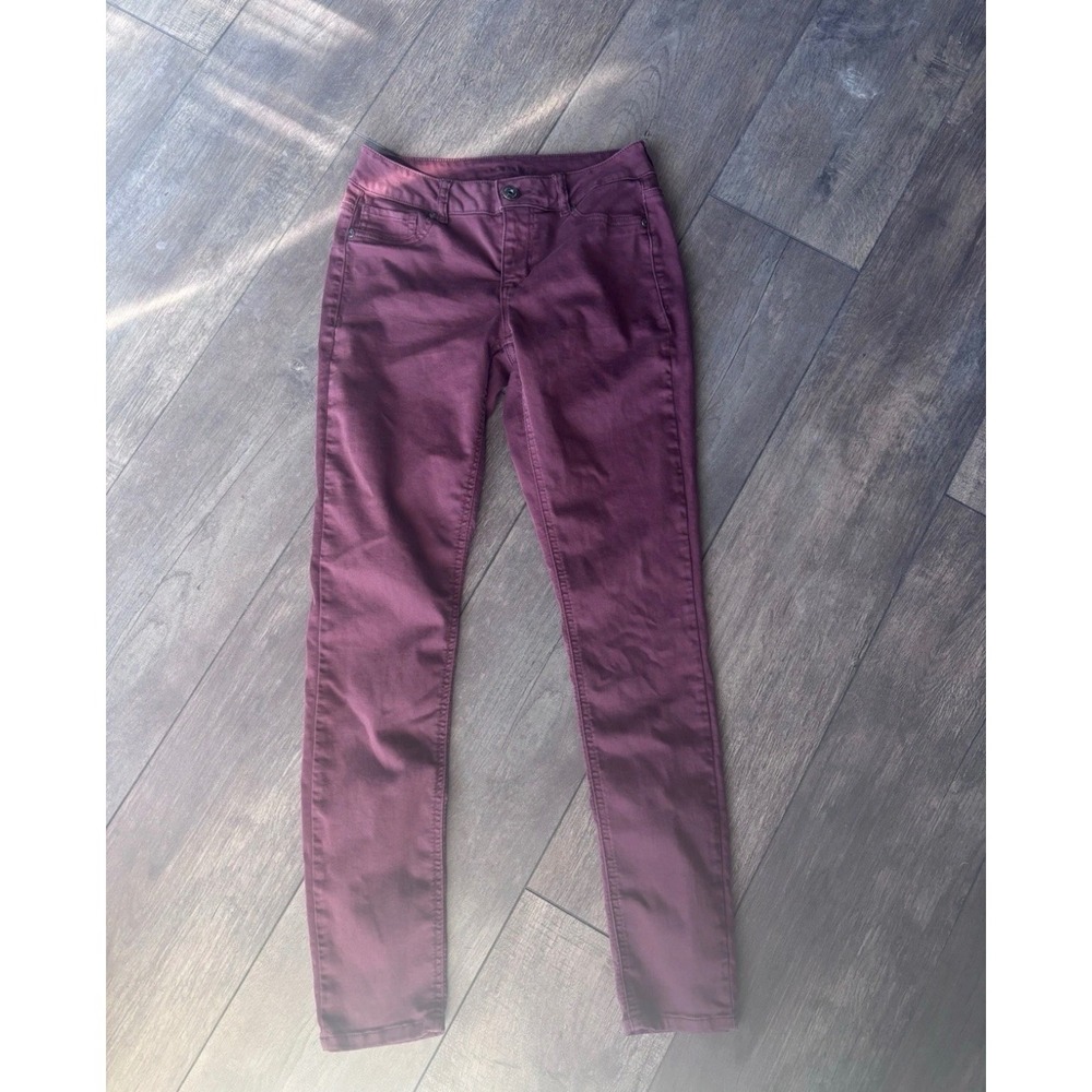 Maurices Womens Skinny Jeggings Burgundy Wine Stretch Pants Size SR